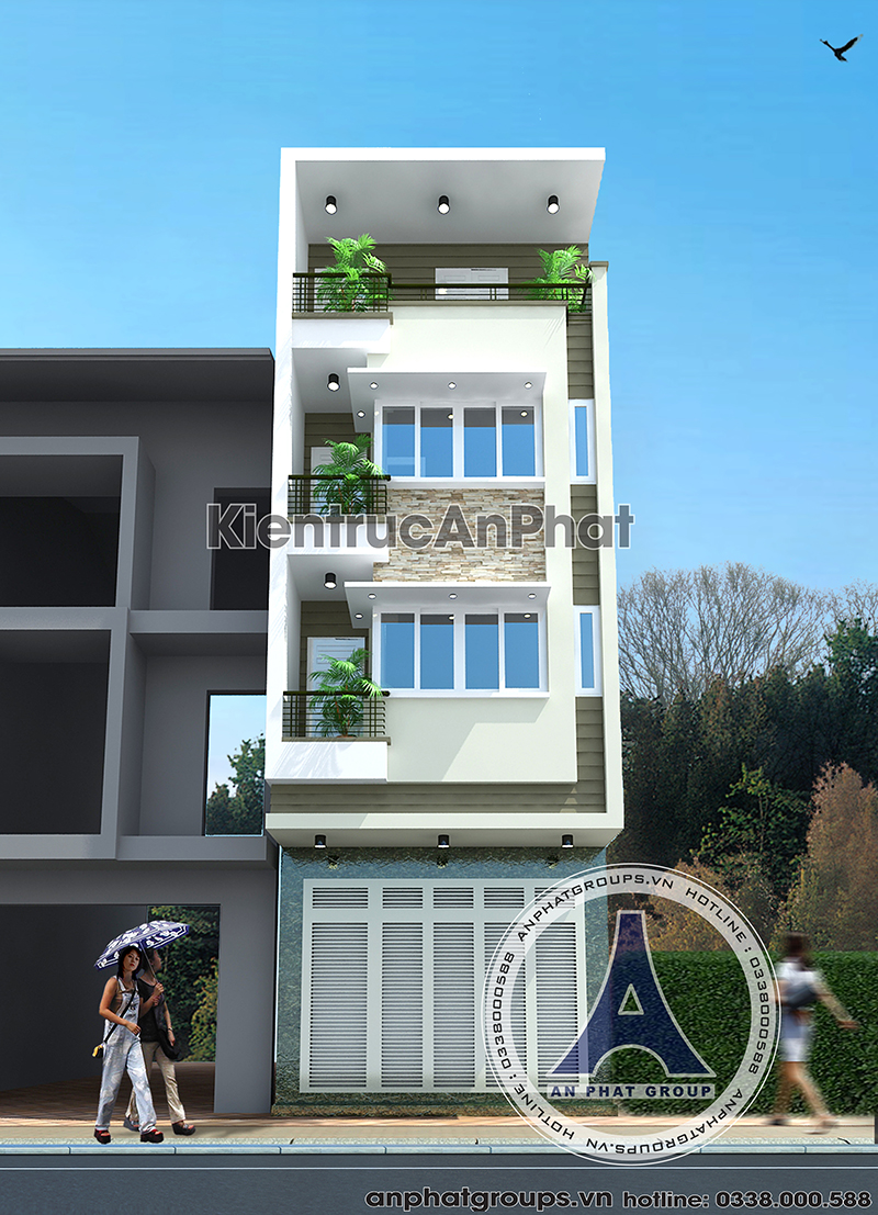 Phối cảnh công trình nhà phố lệch tầng hiện đại tại Thanh Hoá 