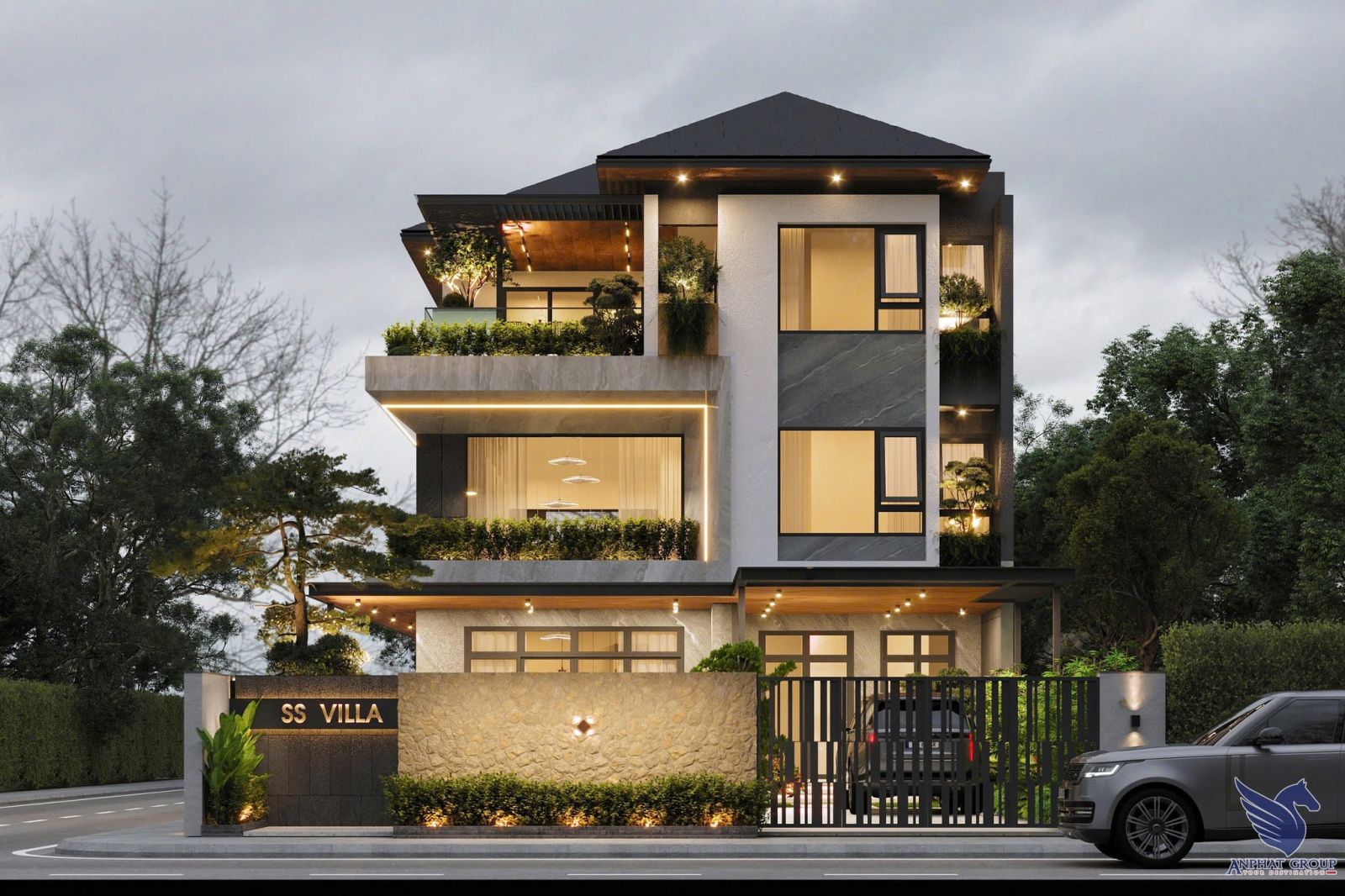 Lựa chọn mái Nhật nhiều ưu điểm trong thiết kế biệt thự 3 tầng 150m2