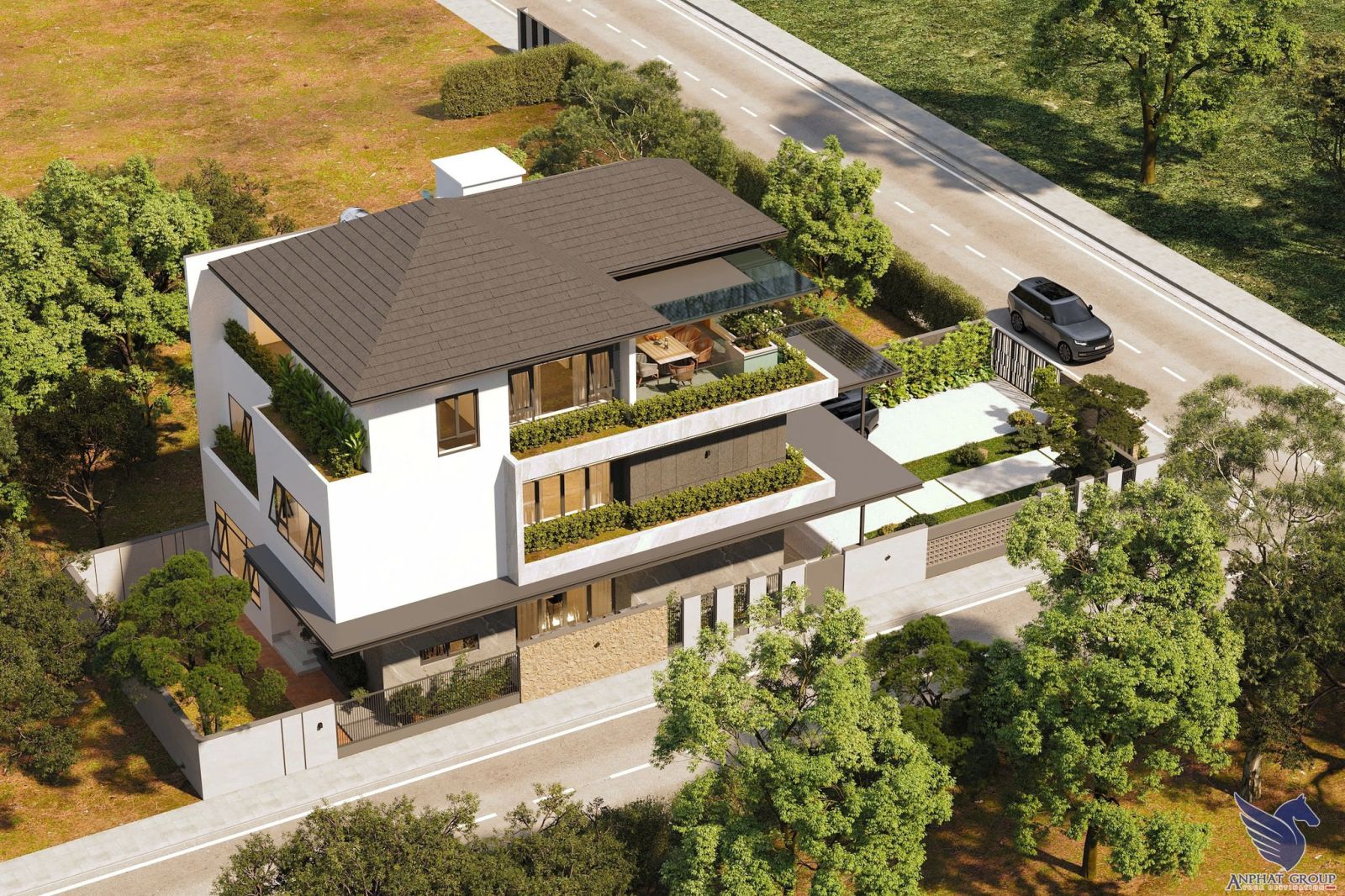 Khuôn viên nhà biệt thự 3 tầng hiện đại nhiều người mơ ước
