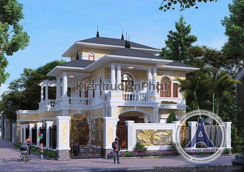 Thiết kế biệt thự tân cổ điển đẹp 300m2 tại Thanh Hóa